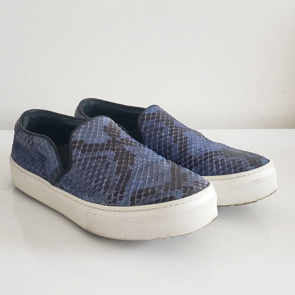 Celine Blue Snakeskin Slip-on Sneakers - Phoebe Philo Era Classics - Rare - Picture 2 of 5